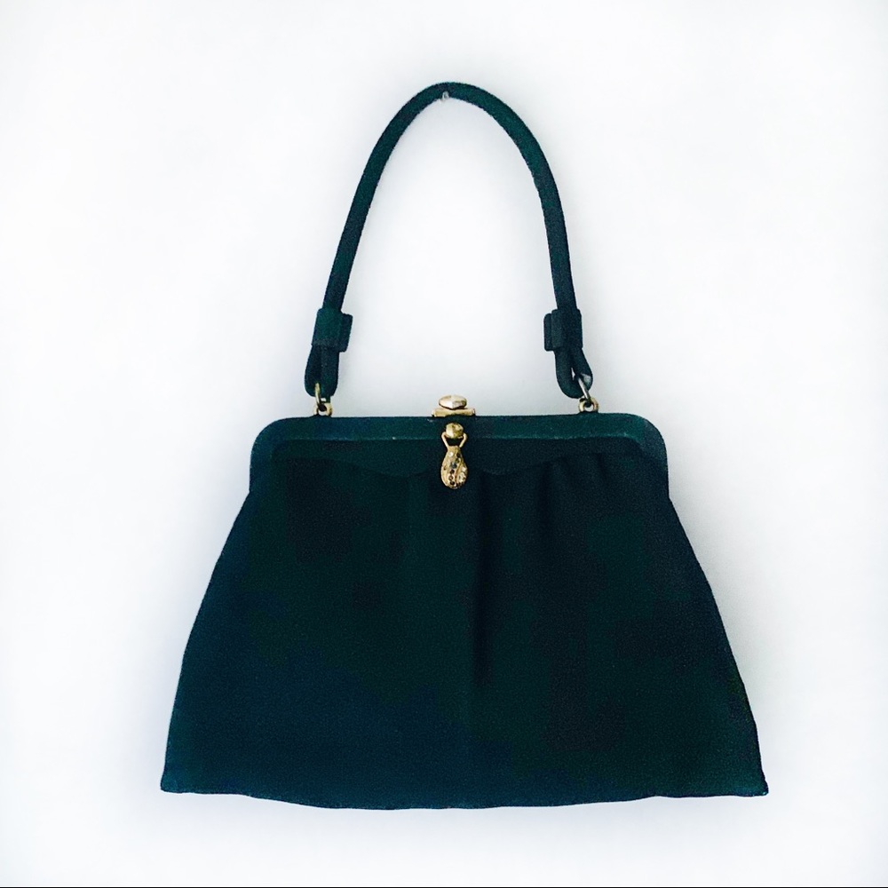 Vintage After Five Small Black Evening Fabric Bag